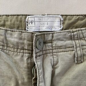 Free People Women Moss Green Cargo Ripstop Utility Military Button Fly
